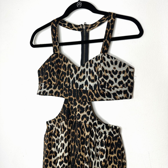 Xtaren Cheetah Print Strappy Hi-Low Open Side Sweetheart Neck Zip Back Dress S - Picture 2 of 14